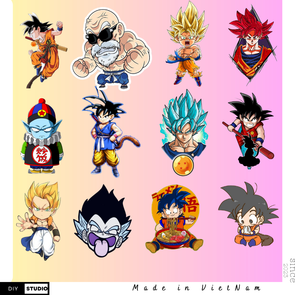 [Set 100 Cái] Sticker anime Dragon Ball, sticker dragon ball, sticker trang trí điện thoại,laptop
