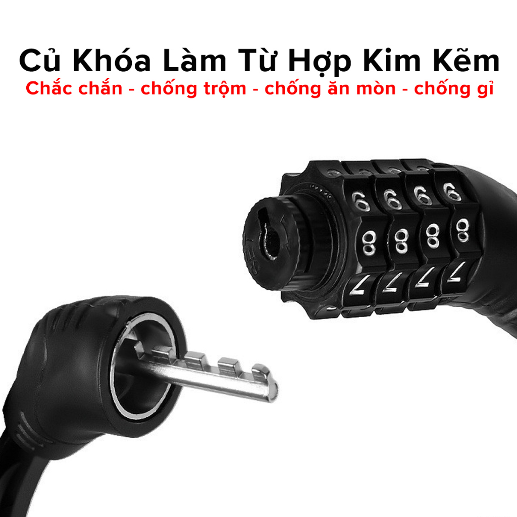 Ảnh Khóa Xe Đạp Thể Thao Chống Trộm Nhỏ Gọn 40cm – Chọn Màu – Bộ Khóa Xe Máy 4 Số Treo Yên Xe Bỏ Cốp Xe Chính Hãng Amalife 4