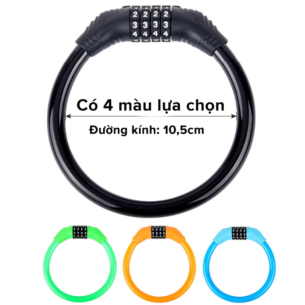 Ảnh Khóa Xe Đạp Thể Thao Chống Trộm Nhỏ Gọn 40cm – Chọn Màu – Bộ Khóa Xe Máy 4 Số Treo Yên Xe Bỏ Cốp Xe Chính Hãng Amalife 2