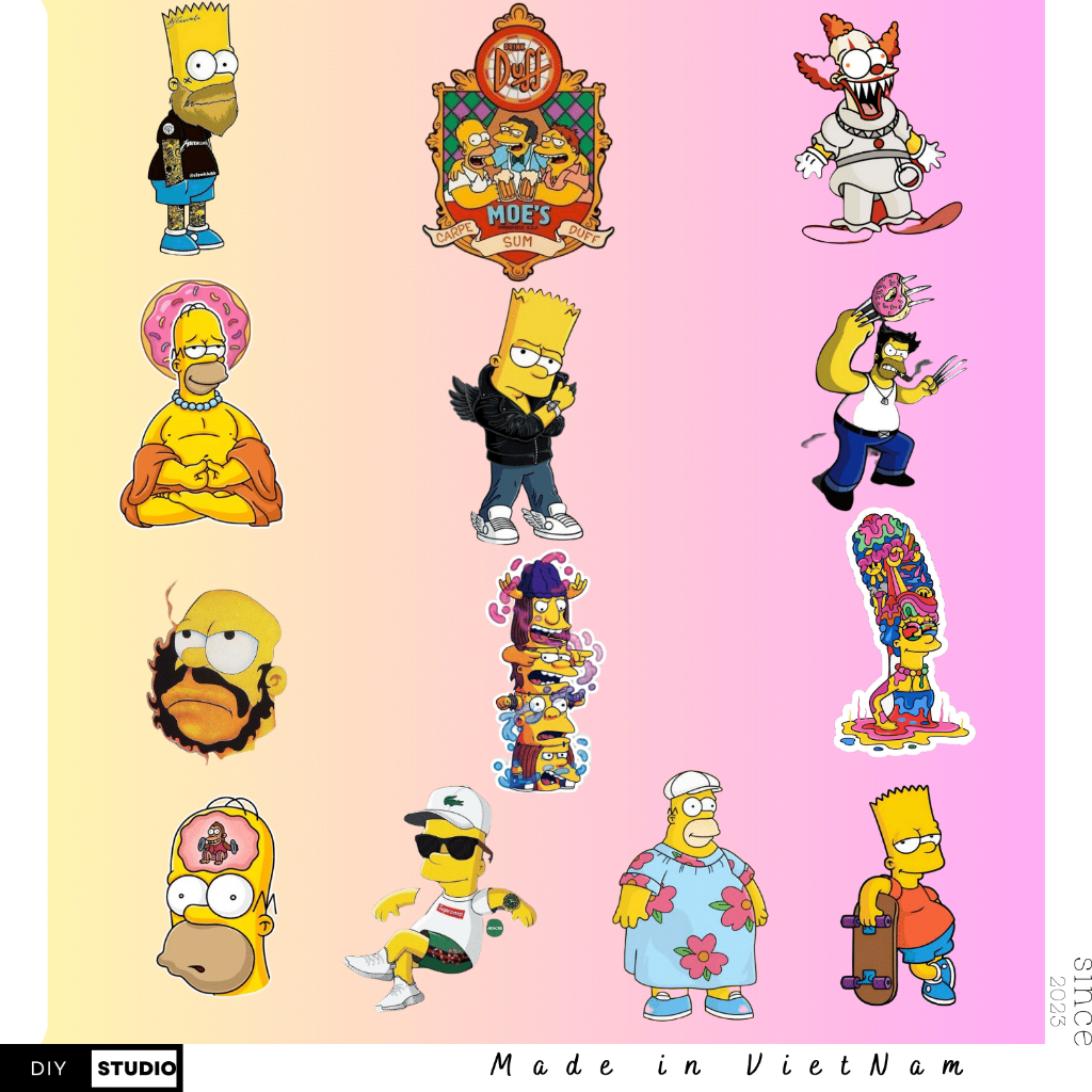 100 Nhãn Dán The Simpsons Sticker Hoạt Hình Gia Đình Simpson Chống Thấm Nước Trang Trí Mũ Bảo Hiểm, Ván Trượt, Xe, Sổ