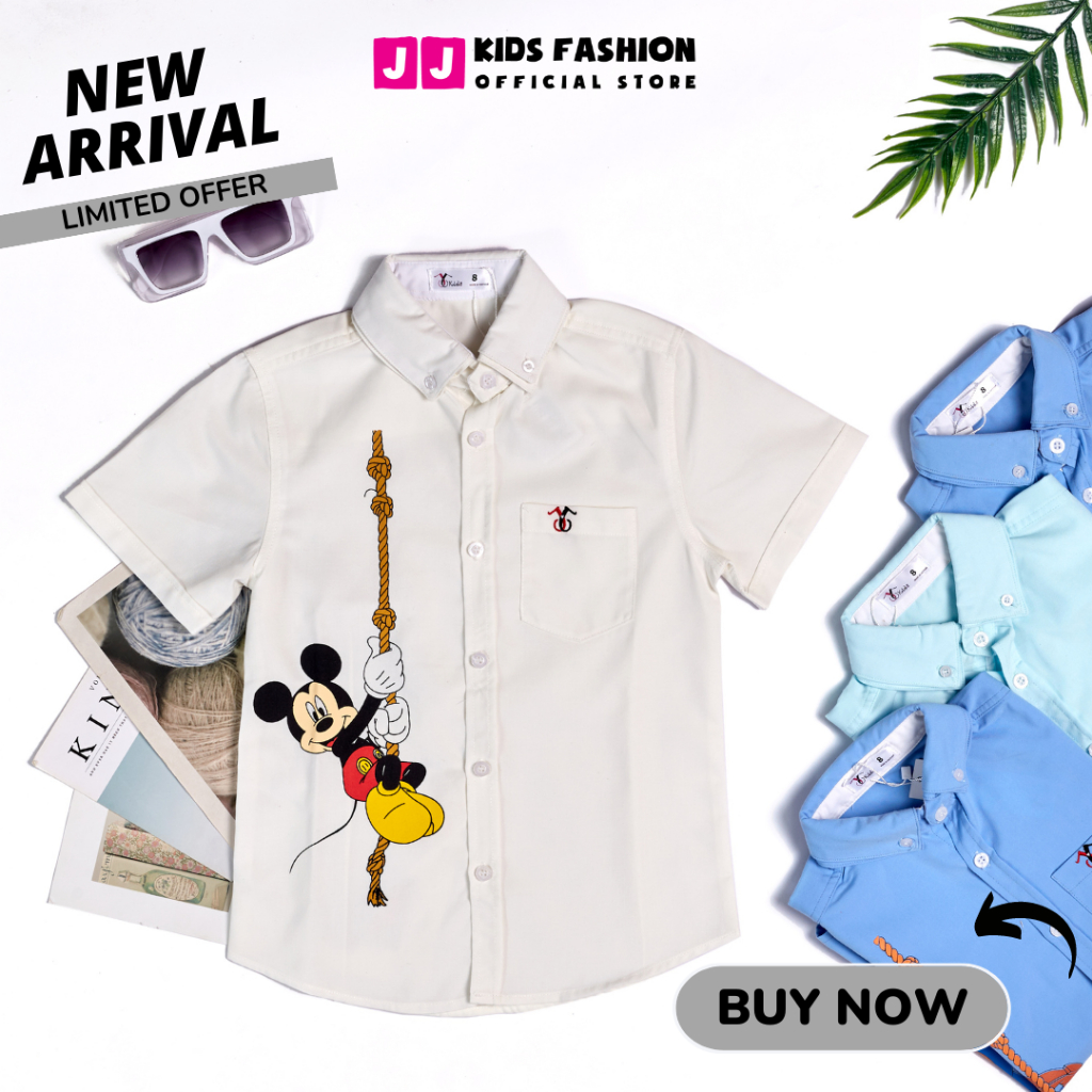 Áo sơ mi cho bé trai ngắn tay thời trang hàn quốc - JJ Kids