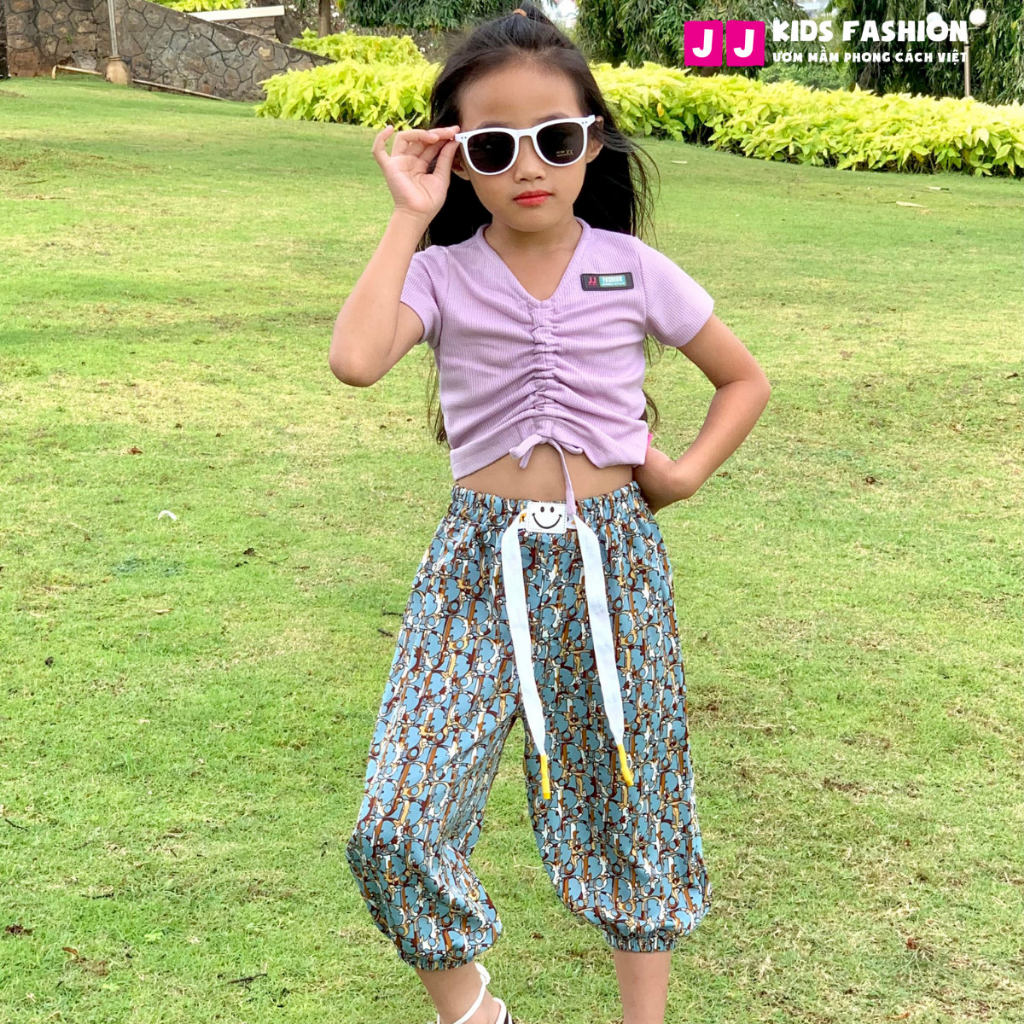Áo thun bé gái croptop cho bé gái cao cấp cộc tay size đại - JJ Kids