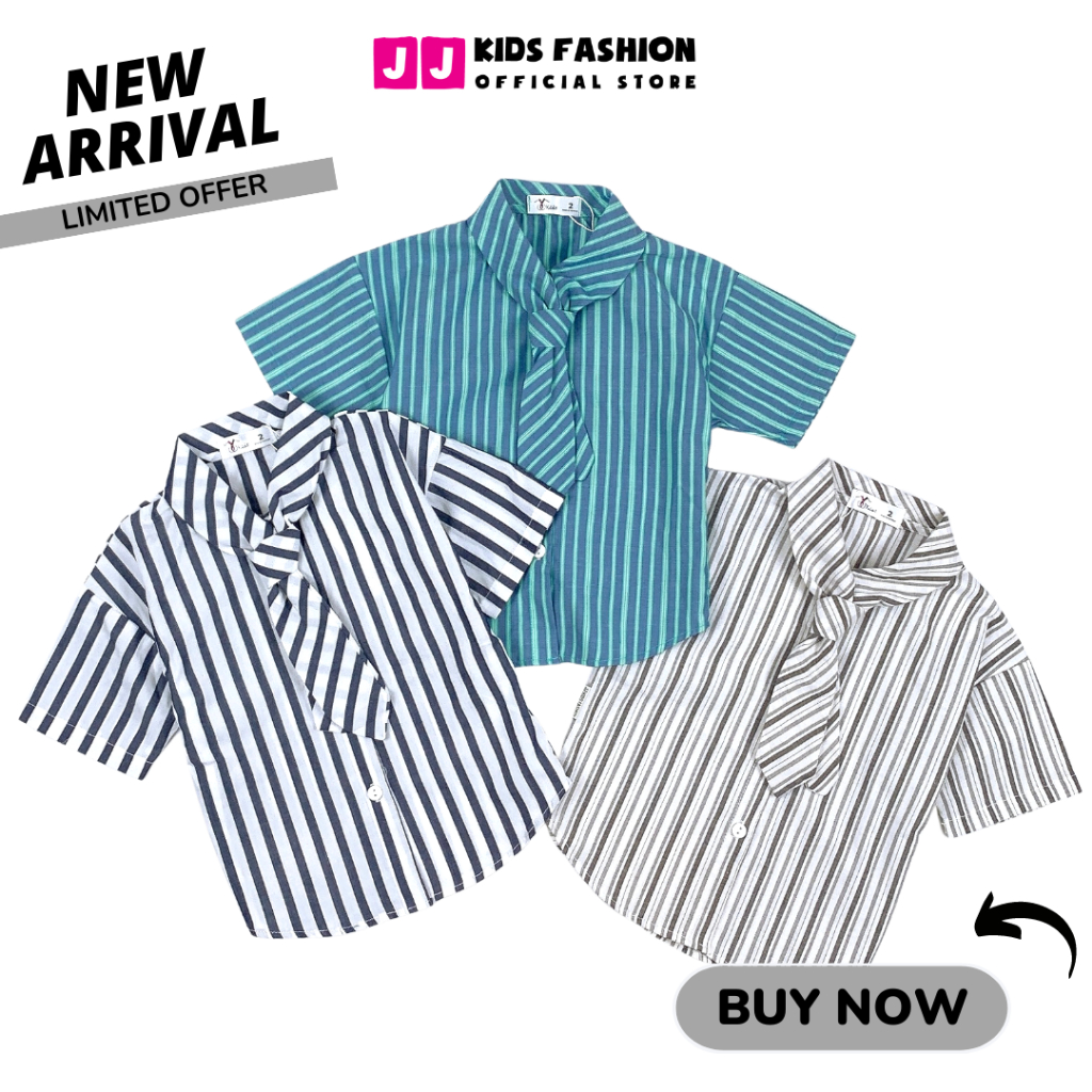 Áo sơ mi cho bé trai ngắn tay cổ cà vạt phong cách thời trang Hàn Quốc - JJ Kids