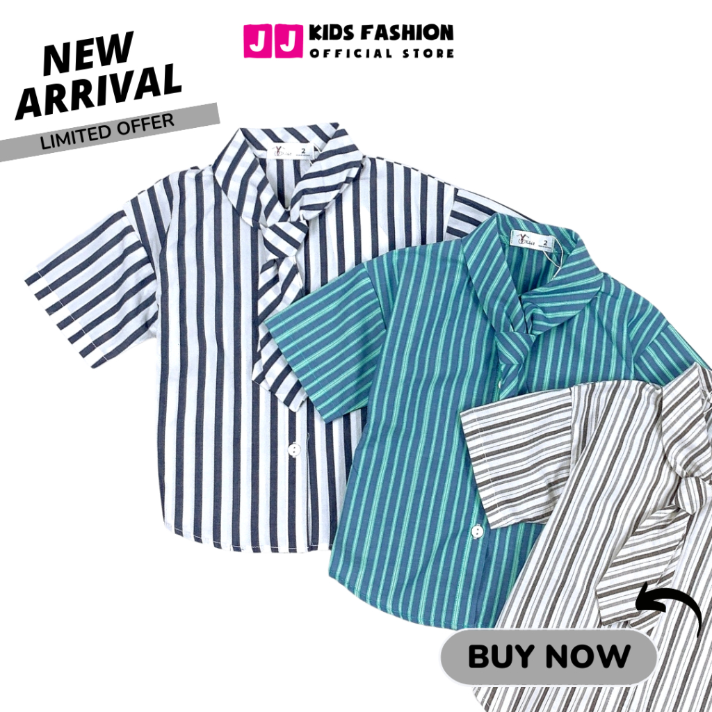 Áo sơ mi cho bé trai ngắn tay cổ cà vạt phong cách thời trang Hàn Quốc - JJ Kids