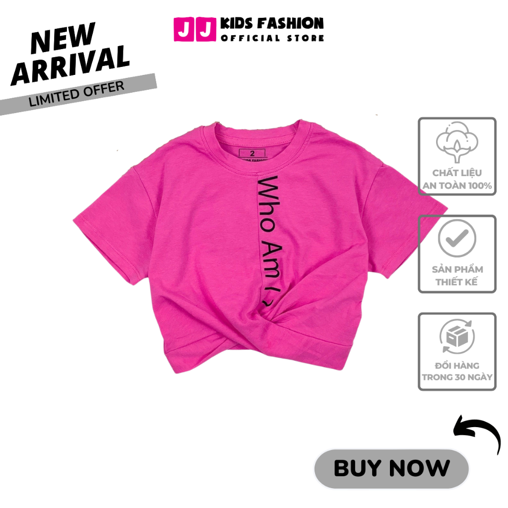 Áo thun cho bé gái croptop cộc tay cao cấp full size - JJ Kids Fashion