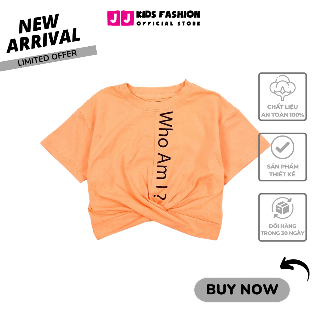 Áo thun cho bé gái croptop cộc tay cao cấp full size - JJ Kids Fashion