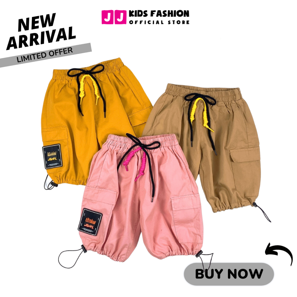 Quần short bé trai, bé gái kaki ống rút năng động thoải mái thời trang - JJ Kids