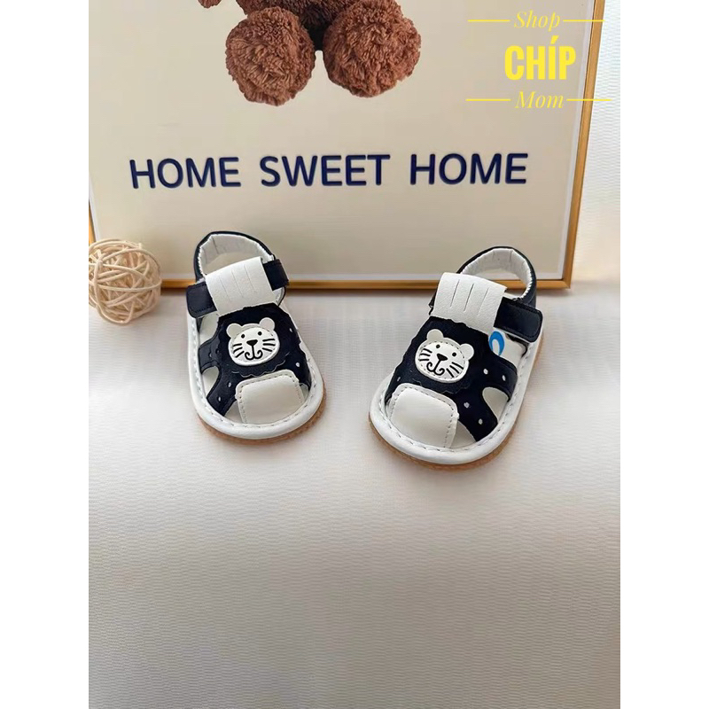 sandal bé gái dép rọ tập đi cho bé trai có còi bíp bíp siêu nhẹ êm chân da mềm chống trượt full box sư từ RO518