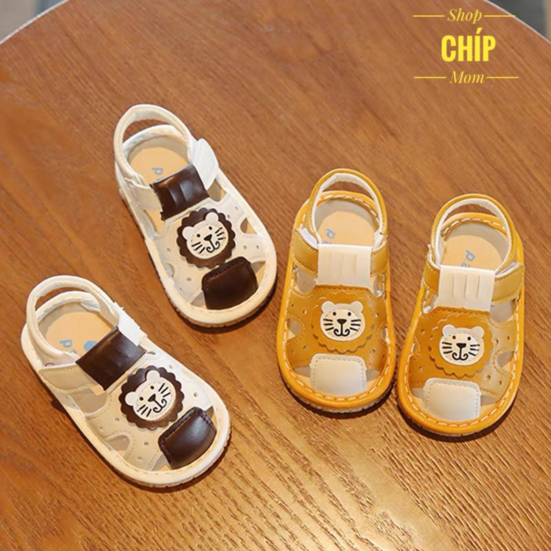 sandal bé gái dép rọ tập đi cho bé trai có còi bíp bíp siêu nhẹ êm chân da mềm chống trượt full box sư từ RO518