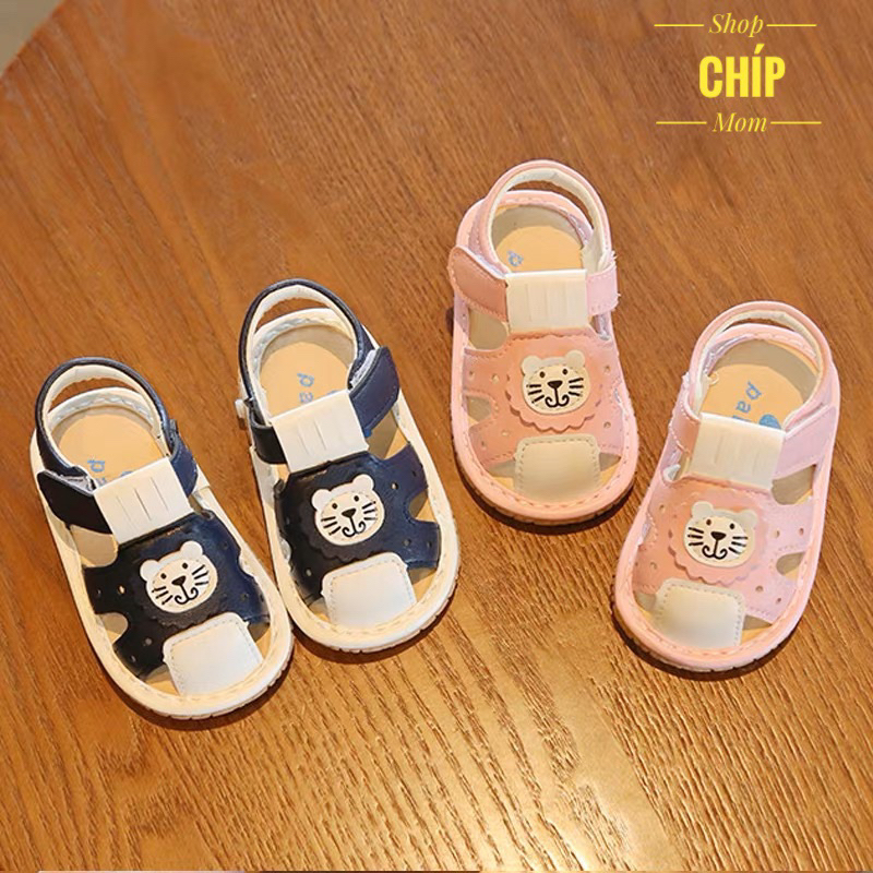 sandal bé gái dép rọ tập đi cho bé trai có còi bíp bíp siêu nhẹ êm chân da mềm chống trượt full box sư từ RO518