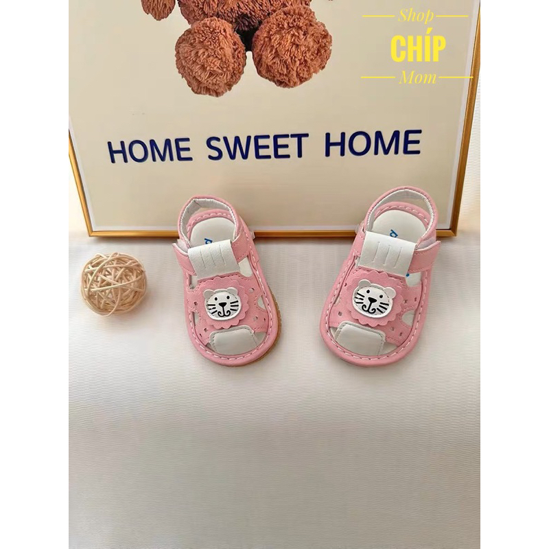 sandal bé gái dép rọ tập đi cho bé trai có còi bíp bíp siêu nhẹ êm chân da mềm chống trượt full box sư từ RO518