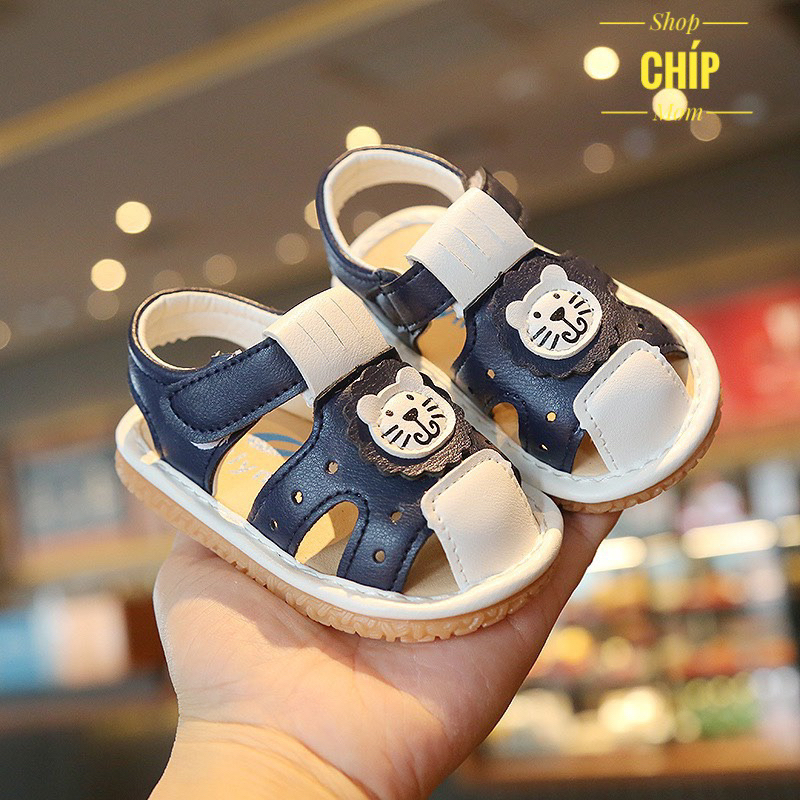 sandal bé gái dép rọ tập đi cho bé trai có còi bíp bíp siêu nhẹ êm chân da mềm chống trượt full box sư từ RO518