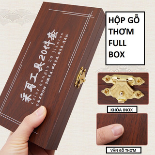 Bộ dụng cụ lấy ráy tai xài pin có đèn led phát sáng loại 12 món và 20 món (Có hộp gỗ thơm cao cấp)