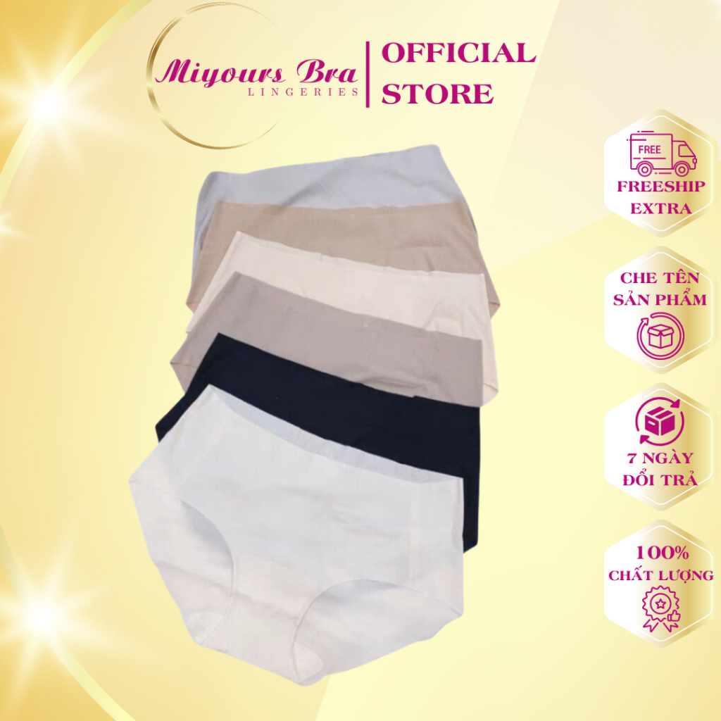 Set 3 quần lót nữ Miyours Fashion & More QL302 su lạnh không viền không đường may mỏng nhẹ, đóng hộp cao cấp