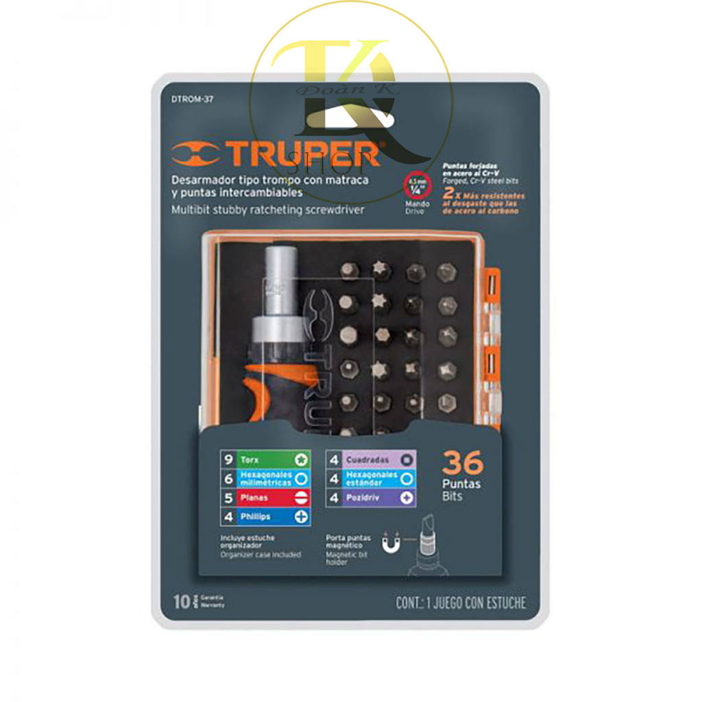 Bộ tuốt nơ vít 37 chi tiết TRUPER - 17845 (DTROM-37) | Shopee Việt Nam