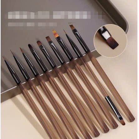 [Giá tốt] Bộ 9 cây cọ nail chuyên dụng - Set 9 cọ vẽ móng nail lông tổng hợp cao cấp mềm, mướt