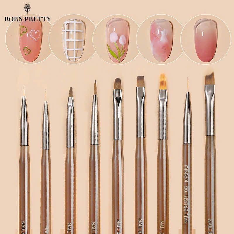 [Giá tốt] Bộ 9 cây cọ nail chuyên dụng - Set 9 cọ vẽ móng nail lông tổng hợp cao cấp mềm, mướt