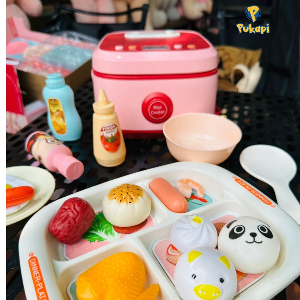 Đồ Chơi Nấu Ăn Nhà Bếp Cho Bé Gái Màu Hồng Dễ Thương Bếp Từ Có Nhạc Đèn Hot Trend- Đồ Chơi Cho Bé PUKAPI