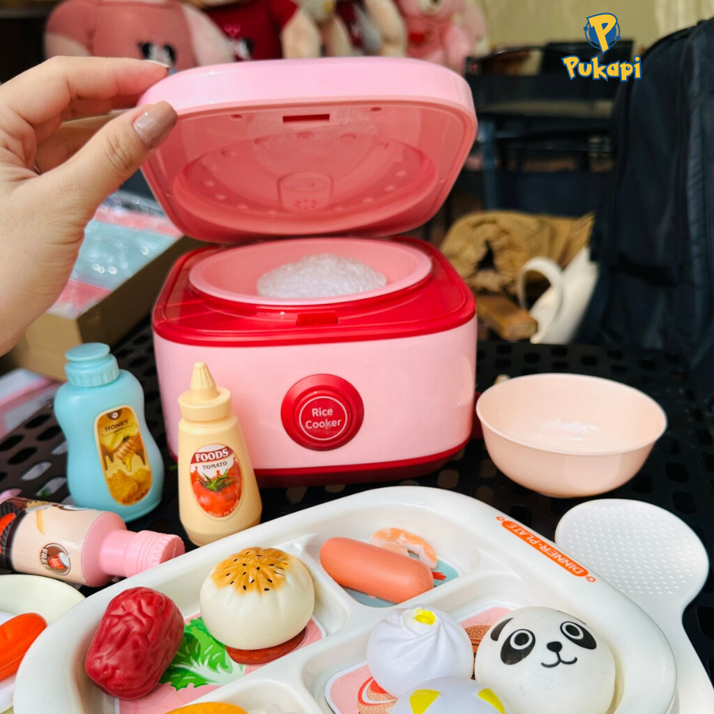 Đồ Chơi Nấu Ăn Nhà Bếp Cho Bé Gái Màu Hồng Dễ Thương Bếp Từ Có Nhạc Đèn Hot Trend- Đồ Chơi Cho Bé PUKAPI