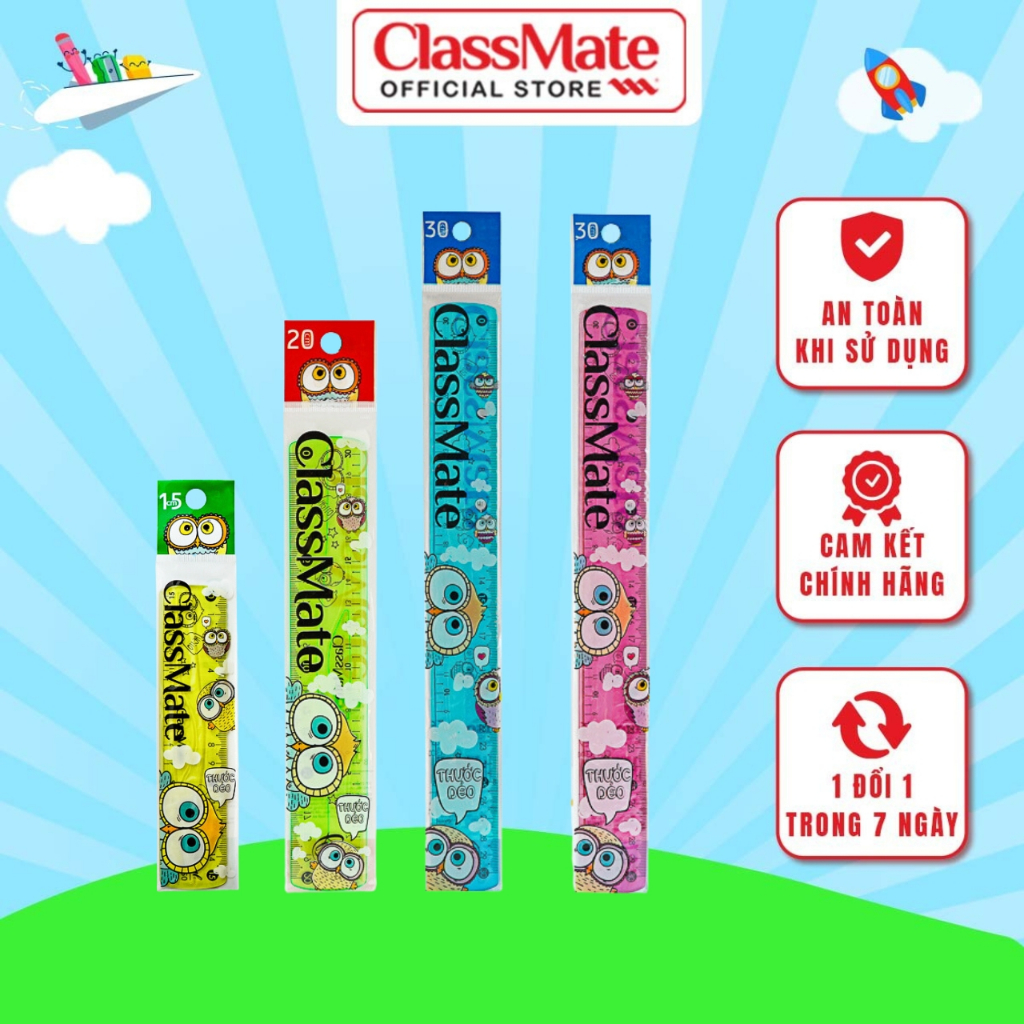 Thước Dẻo CLASSMATE Chất Liệu Nhựa Dẻo Cao Cấp CL-FR150/FR200/FR300