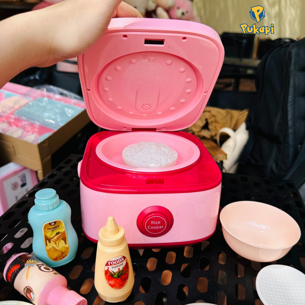 Đồ Chơi Nấu Ăn Nhà Bếp Cho Bé Gái Màu Hồng Dễ Thương Bếp Từ Có Nhạc Đèn Hot Trend- Đồ Chơi Cho Bé PUKAPI