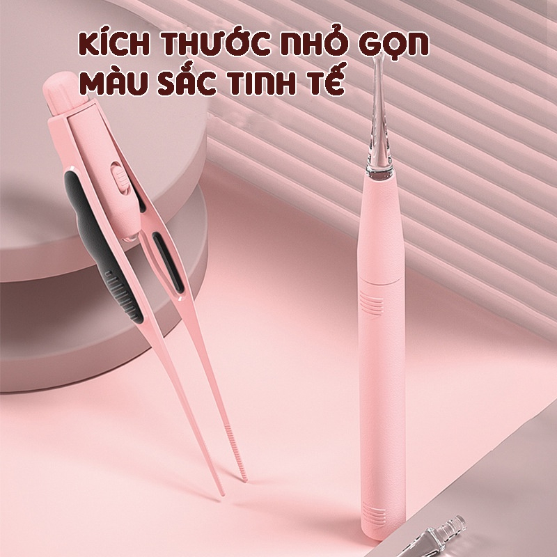 Bộ ráy tai có đèn led cho bé 3in1 siêu sáng tích điện pin sạc, đầu ngoái tai silicon mềm không đau rát, vệ sinh dể dàng
