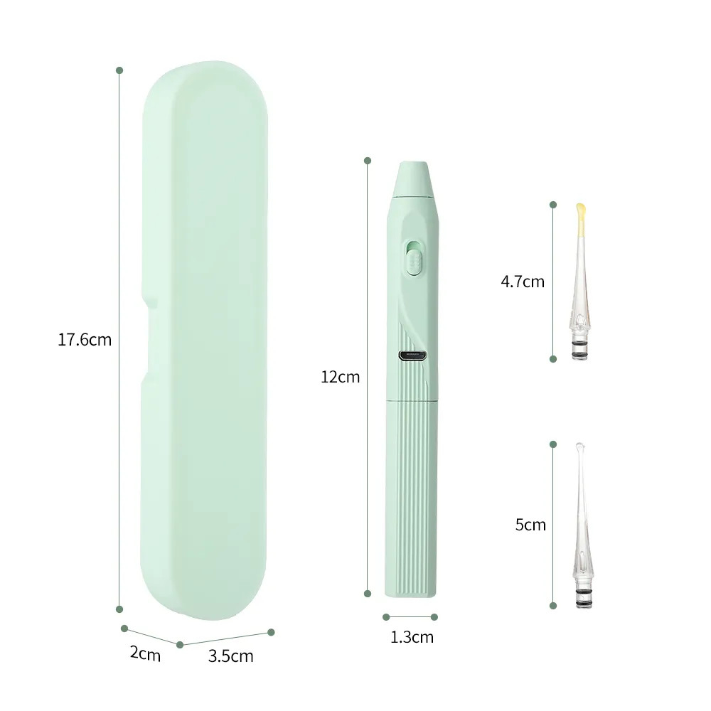 Bộ ráy tai có đèn led cho bé 3in1 siêu sáng tích điện pin sạc, đầu ngoái tai silicon mềm không đau rát, vệ sinh dể dàng