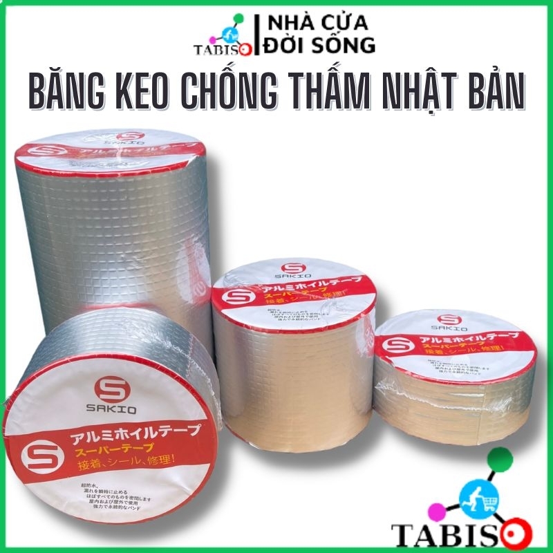 Băng Keo Chống Thấm Nhật Bản SAKIO chống thấm trên mọi bề mặt mái tôn trần sàn xịt, Miếng Dán Chống Thấm Dột TABISO