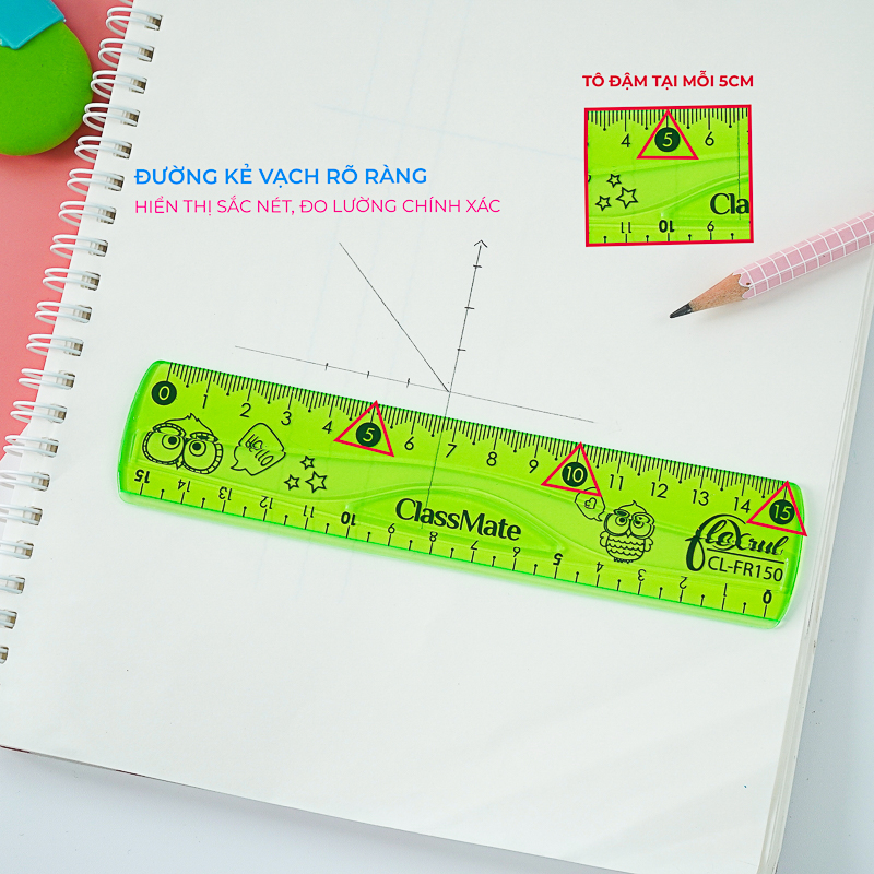Thước Dẻo CLASSMATE Chất Liệu Nhựa Dẻo Cao Cấp CL-FR150/FR200/FR300