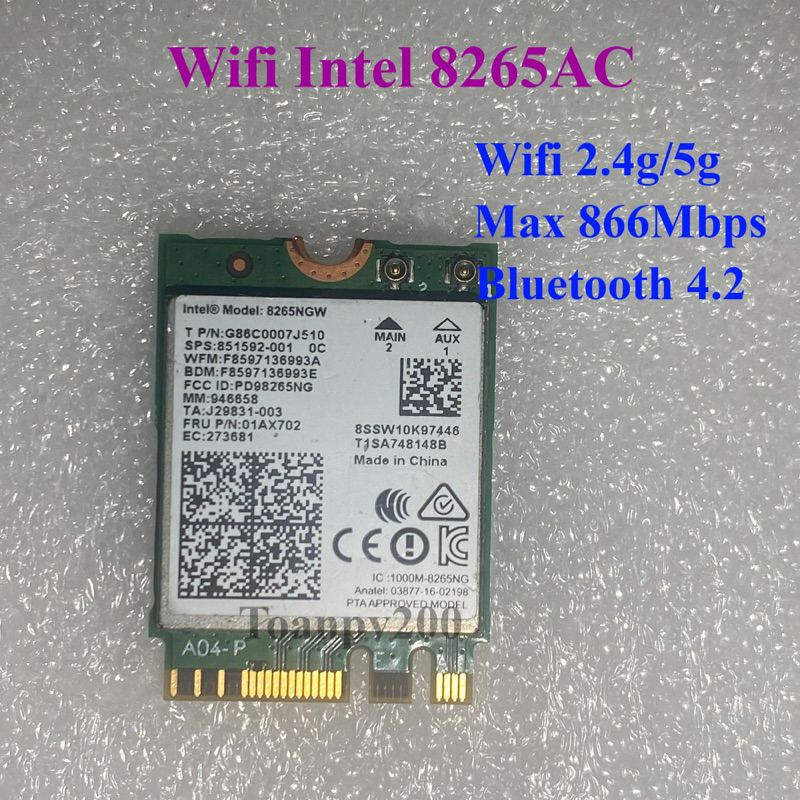 Card wifi intel AC 8265ngw 2.4ghz 5ghz bluetooth 4.2 dành cho laptop ...