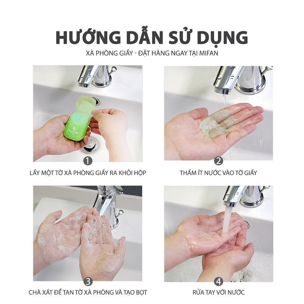 Xà phòng giấy dùng 1 lần SPORTY - Hộp 50 miếng - rửa tay, bỏ túi mang đi du lịch, công tác, dã ngoại
