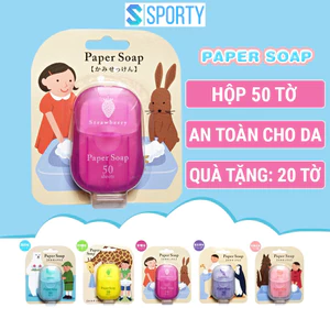 Xà phòng giấy dùng 1 lần SPORTY - Hộp 50 miếng - rửa tay, bỏ túi mang đi du lịch, công tác, dã ngoại