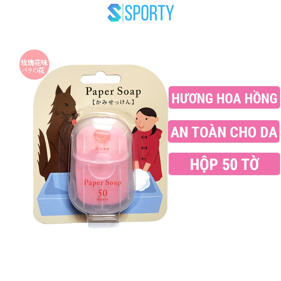 Xà phòng giấy dùng 1 lần SPORTY - Hộp 50 miếng - rửa tay, bỏ túi mang đi du lịch, công tác, dã ngoại