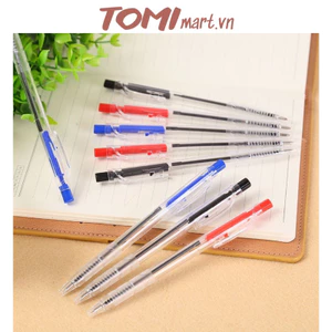 Bút Bi Bấm Ngòi 0.7mm Mực Xanh Đen Đỏ TOMI 123
