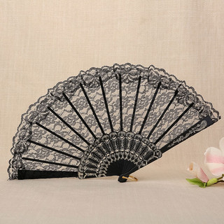 Quạt Xếp Phối Ren Họa Tiết Phong Cách Trung Hoa Cổ Điển