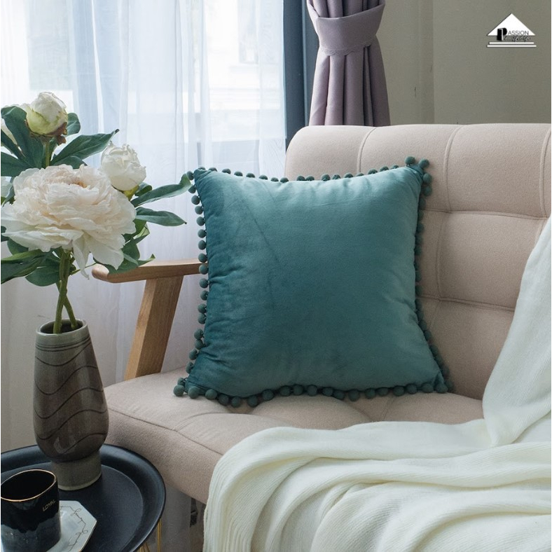 Combo 2 Vỏ Gối Vuông Tựa Lưng Trang Trí Sofa Nhung Cao Cấp Đơn Giản Sang Trọng