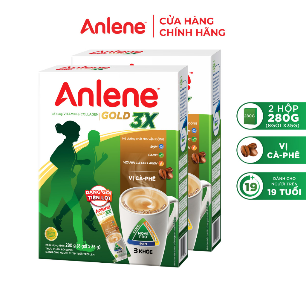 Ảnh Combo 2 Sữa bột Anlene cà phê hộp 8x35g/hộp 1
