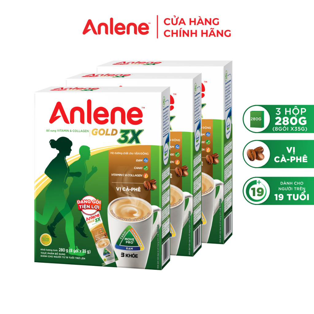Ảnh Combo 3 Sữa bột Anlene cà phê hộp 8x35g/hộp 1