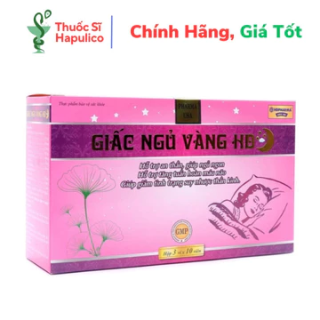 Viên uống ngủ ngon thảo dược Giấc Ngủ Vàng HD Hồng giảm stress mất ngủ, dưỡng tâm an thần - Hộp 30 viên