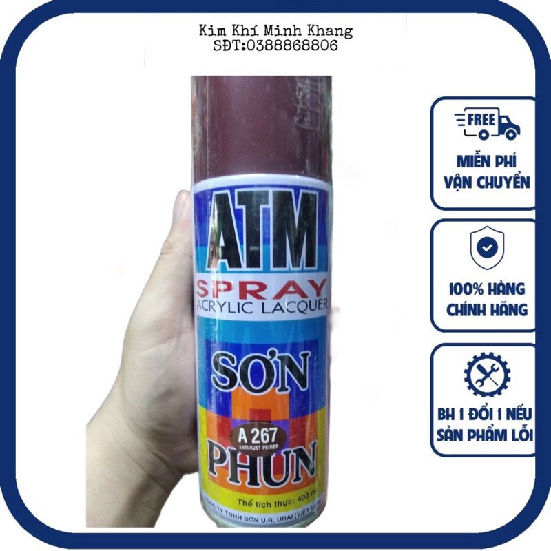 Sơn xịt ATM A267 sơn lót chống rỉ nâu đỏ | Shopee Việt Nam