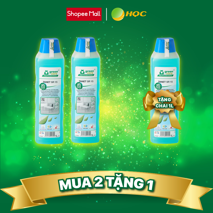 Combo mua 2 tặng 1 nước lau sàn và kính tự phân hủy sinh học TANET SR15 1L, nhập khẩu Đức tẩy sàn nhà và kính
