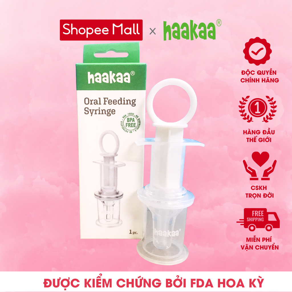 [Mã BMLTA35 giảm đến 35K đơn 99K] Dụng cụ uống thuốc ăn sữa cho bé Haakaa. 100% silicone cấp y tế, dạng xilanh