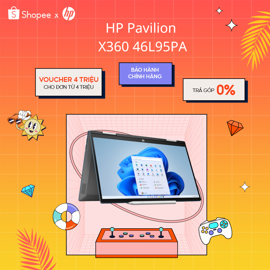 [Mã ELHP12 giảm 12% đơn 10TR] Laptop HP Pavilion x360 14-dy0077TU 46L95PA i5-1135G7 | 8GB | 512GB SSD |Win11 | 14FHD