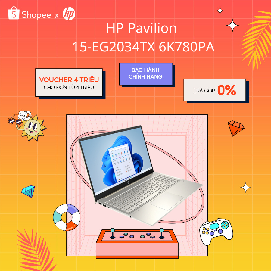 [Mã ELHP2TR5 giảm 12% đơn 18TR] Laptop HP Pavilion 15-EG2034TX 6K780PA i7 - 1260P | 8GB | 512GB | MX550 2GB | Win 11