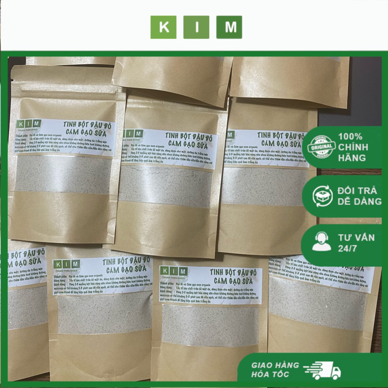 Tinh bột Đậu đỏ Cám gạo sữa 50g tẩy tế bào cơ thể - Bột làm đẹp thiên nhiên tắm trắng dưỡng da KIM handmade
