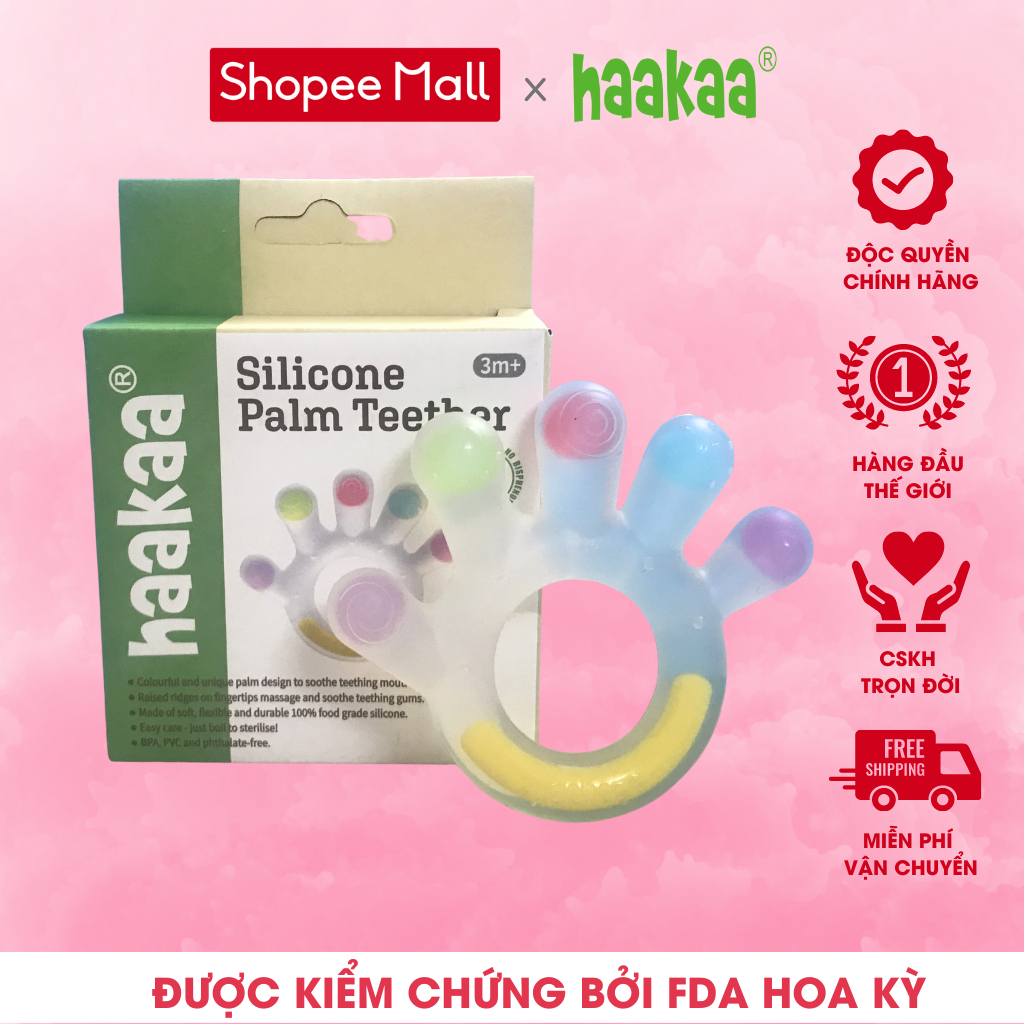[Mã BMLT35] Gặm nướu cho bé hình bàn tay Haakaa. Chất liệu silicone cao cấp, an toàn. Không chứa BPA, PVC và phthalate