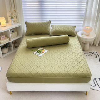 Ga gối cotton đũi Hàn Quốc trần bông, set 4 món ga gối cotton ga trần bông họa tiết đơn sắc bọc đệm cao từ 5cm đên 30cm
