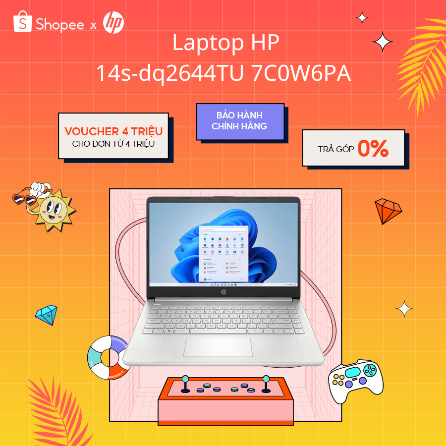 [Mã ELHP12 giảm 12% đơn 10TR] Laptop HP 14s-dq2644TU 7C0W6PA i3-1115G4 | 8GB | 256GB | Intel UHD | Win 11