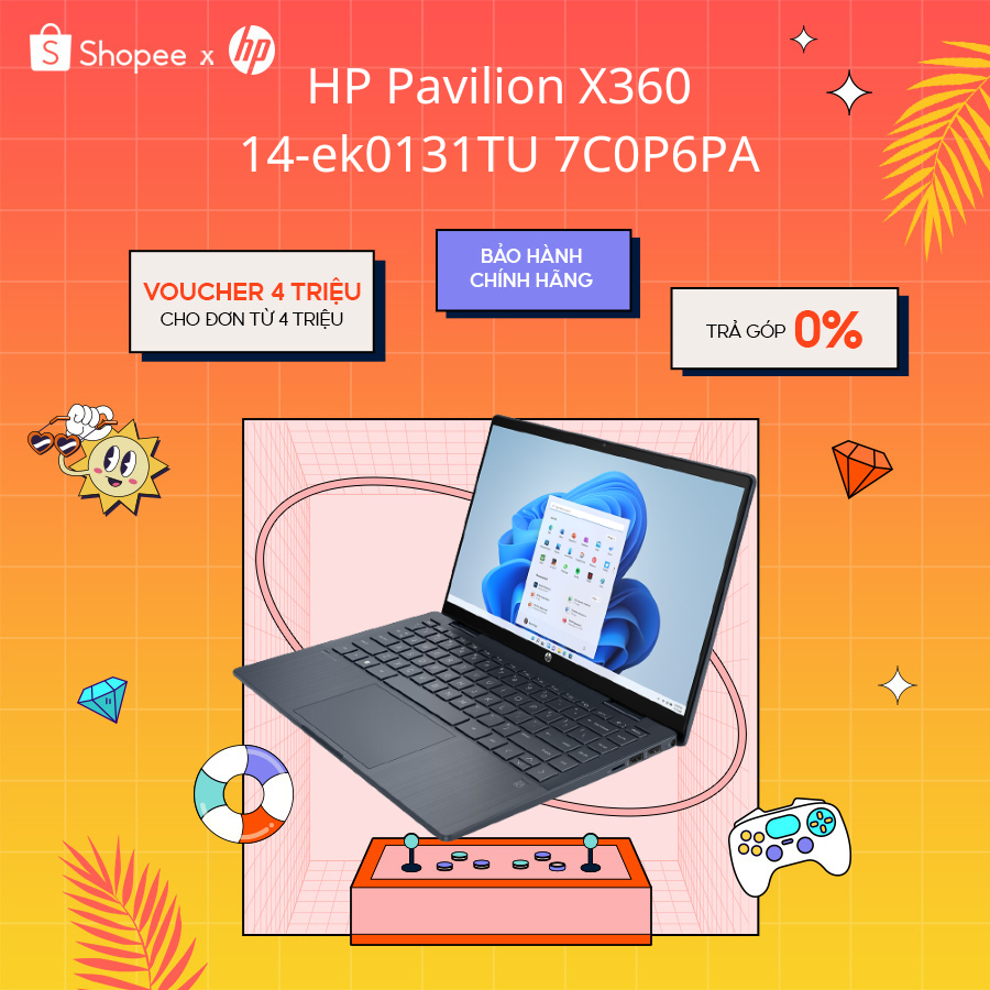 [Mã ELHP12 giảm 12% đơn 10TR] Laptop HP Pavilion X360 14-ek0131TU 7C0P6PA i3 1215U | 8GB | 256GB|UHD Graphics|Win11