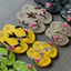Dép Kẹp Xỏ Ngón Mẹ Và Bé Mũi Tròn Đính Sticker Dưa Hấu Và Táo Cao Cấp Thủ Công Dễ Thương Đi Biển